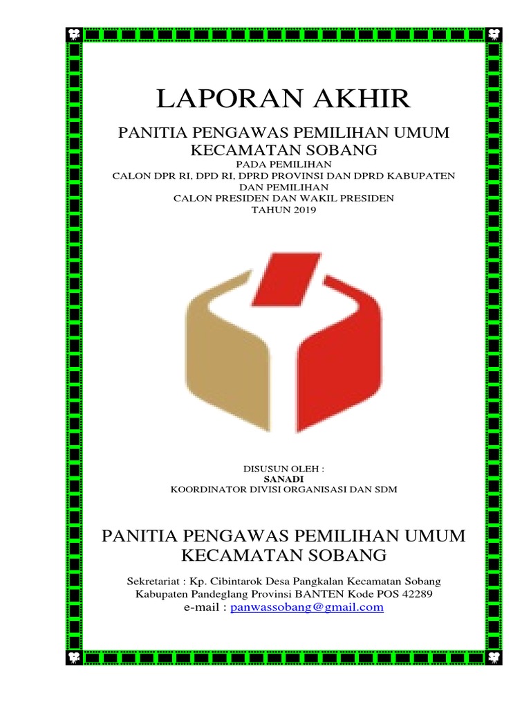Laporan Akhir Pemilu 2019 Panwascam Sobang