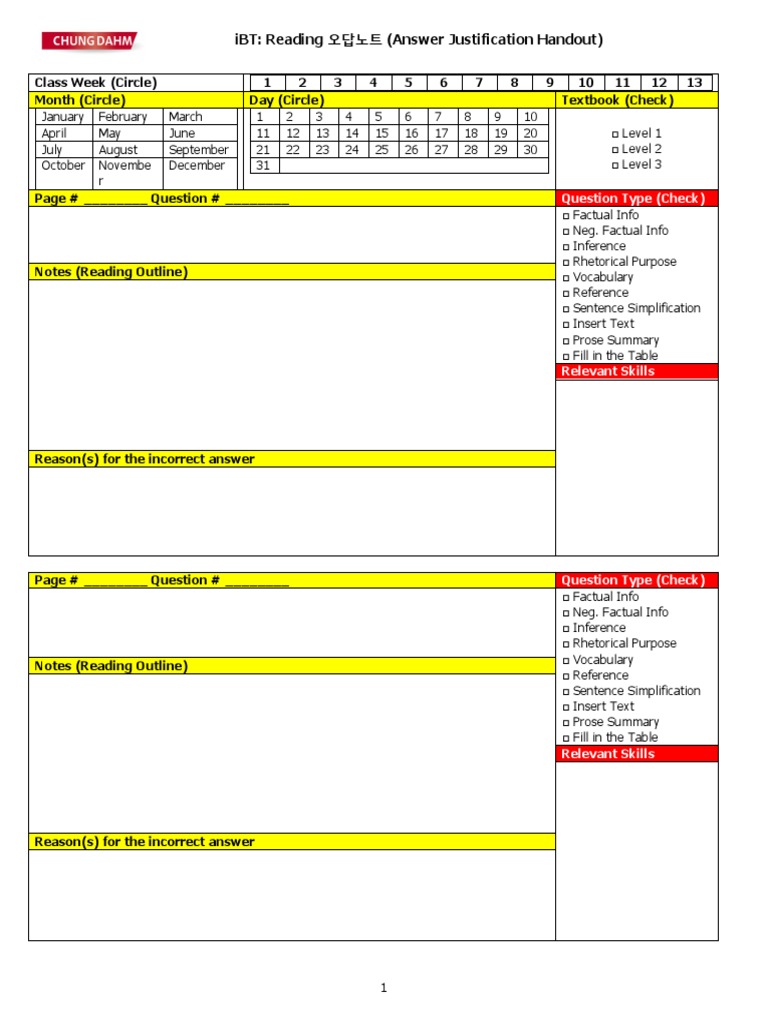 iBT Reading Answer Justification | PDF | Writing | Cognition