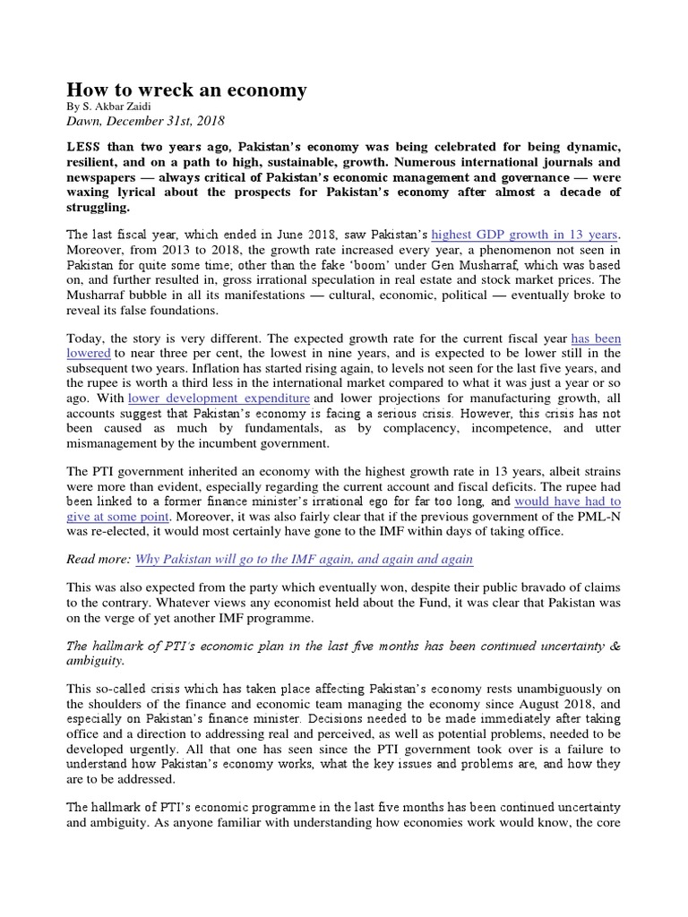 How To Wreck An Economy PDF International Fund Economic