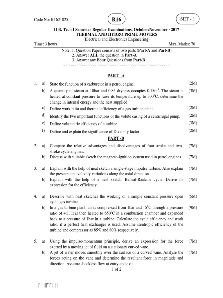 Jntuk 2 1 T&HPM Nov 2017 Q.P PDF Jet Engine Turbine
