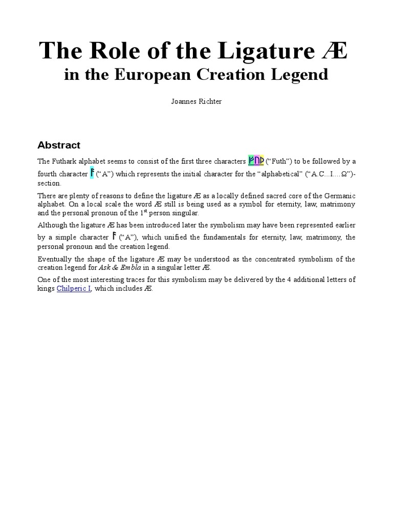 The Role of the Ligature Æ in the European Creation Legend PDF
