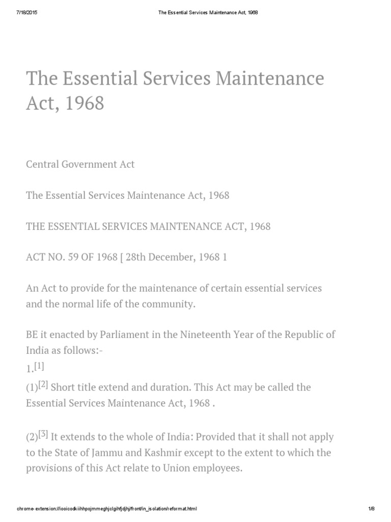 Essential Services Act 1968 Overview | PDF | Repeal | Arrest Warrant