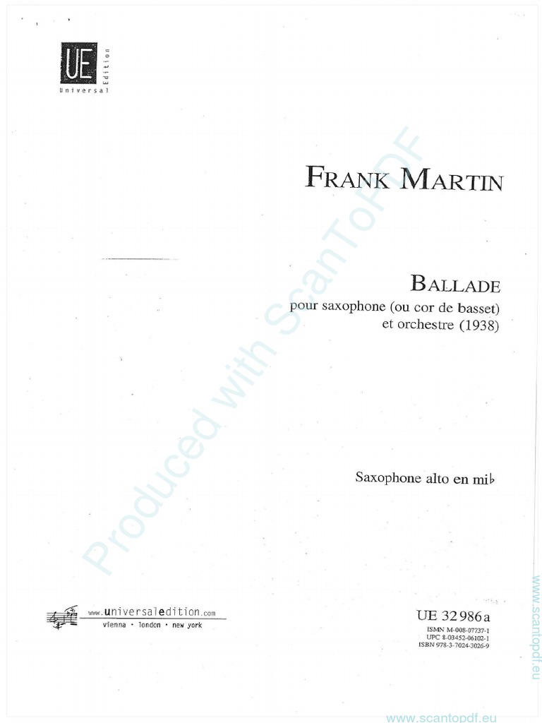 Frank Martin Ballade for Saxophone | PDF