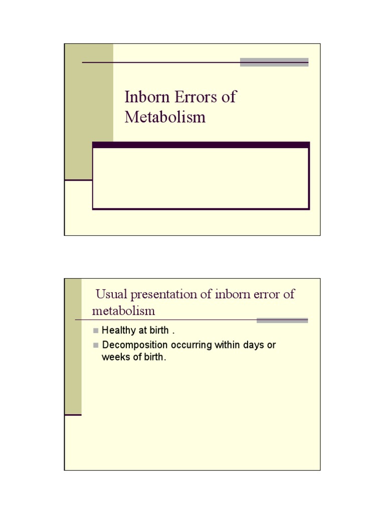 Usual Presentation of Inborn Error of Metabolism | PDF | Clinical ...