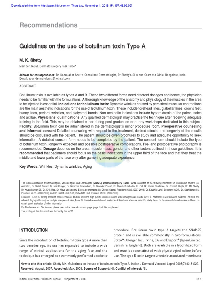 BoTox A Guidelines | PDF | Botulinum Toxin | Human Nose