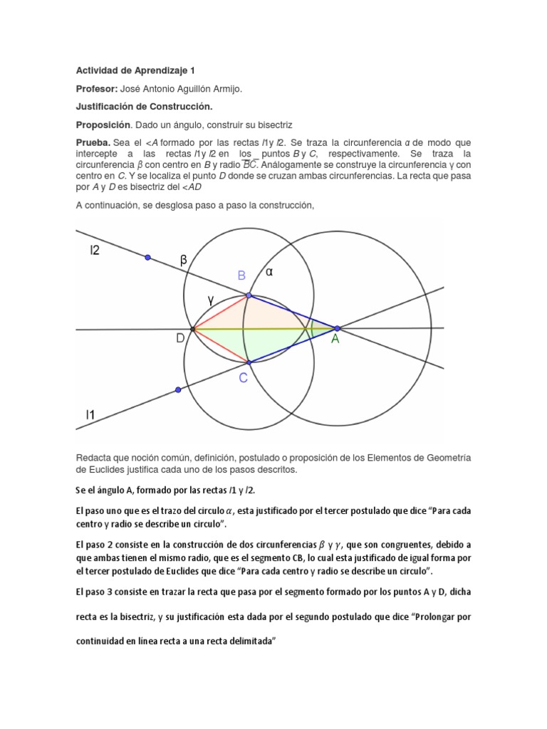 Construcción de la Bisectriz de un Ángulo | PDF