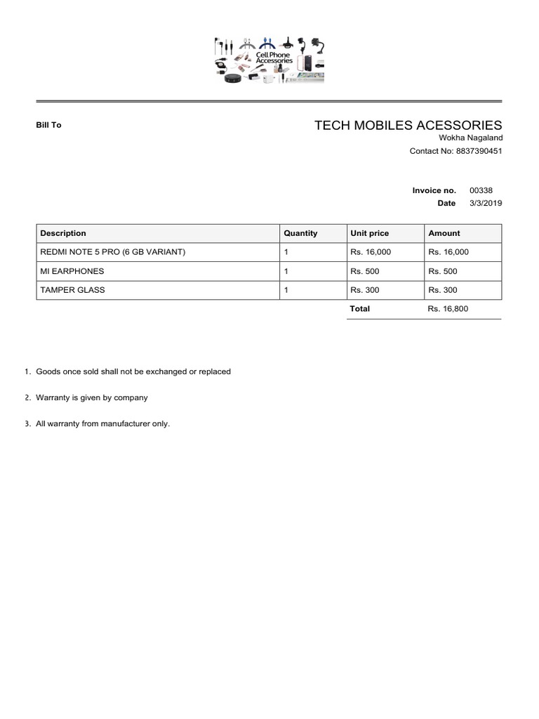Invoice for Tech Mobile Accessories | PDF | Technology & Engineering