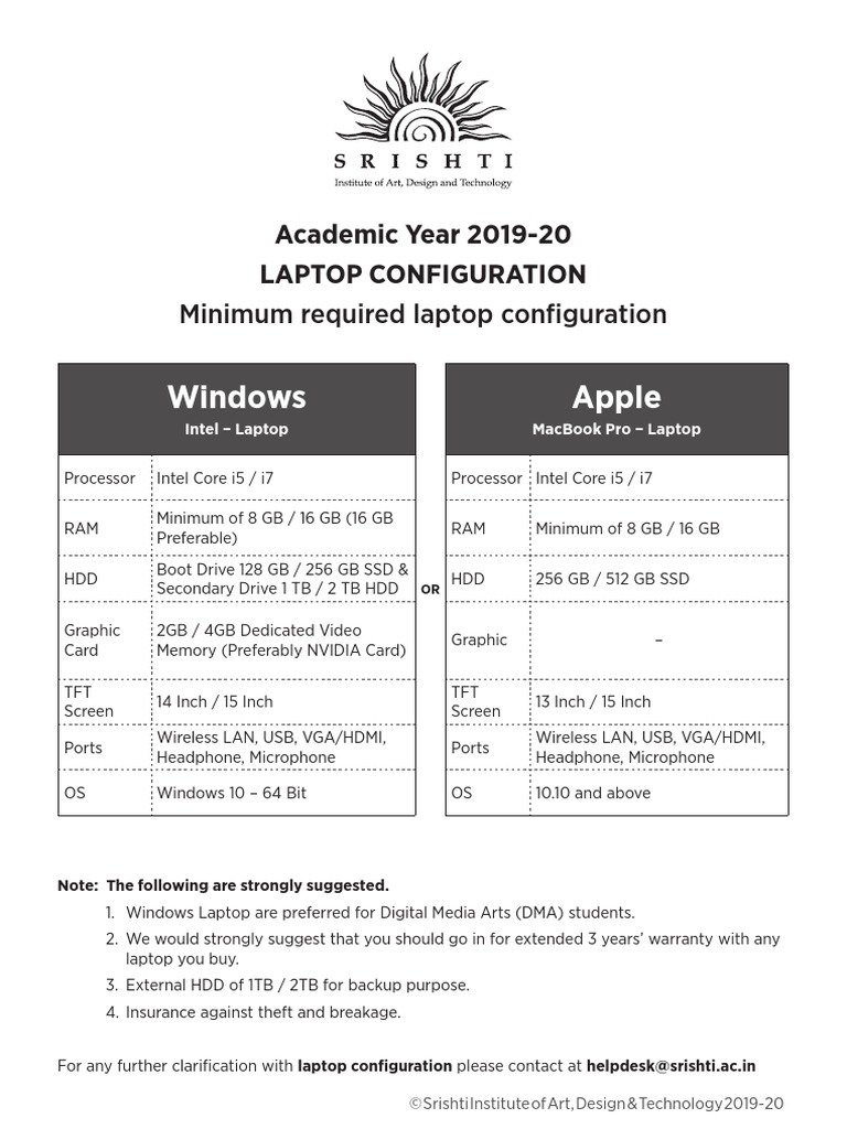 Windows Apple: Minimum Required Laptop Configuration | PDF