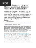 College Anxiety: How To Help An Anxious Student Transition Successfully