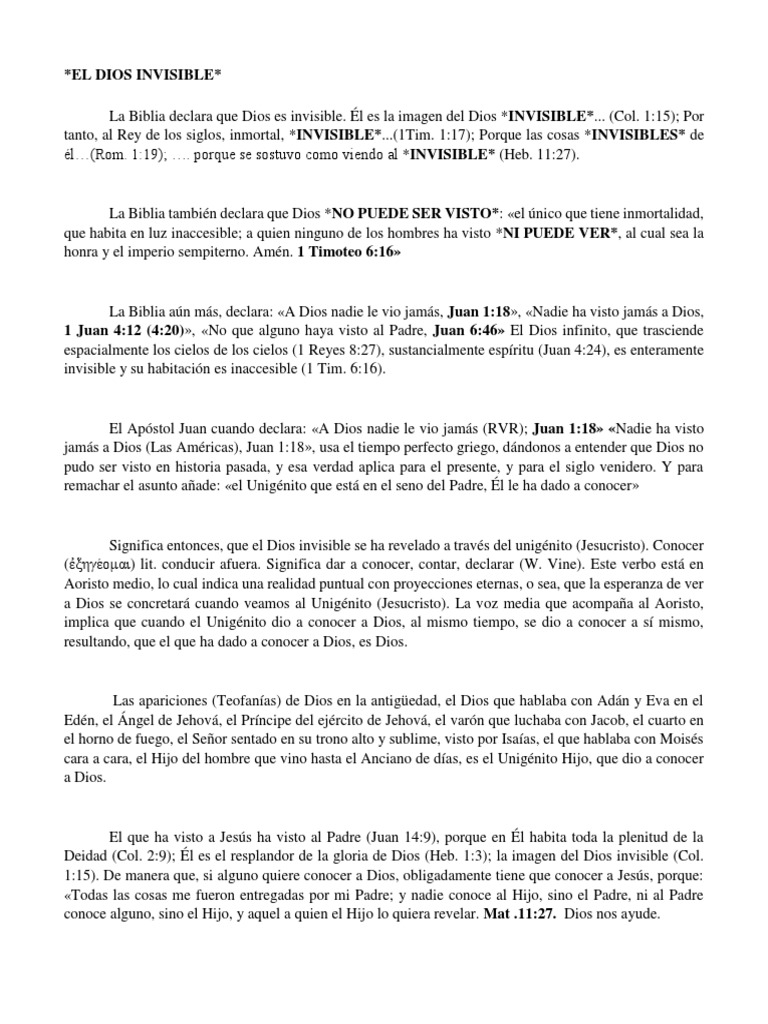 La Revelación del Dios Invisible | PDF | Creencia religiosa y doctrina ...