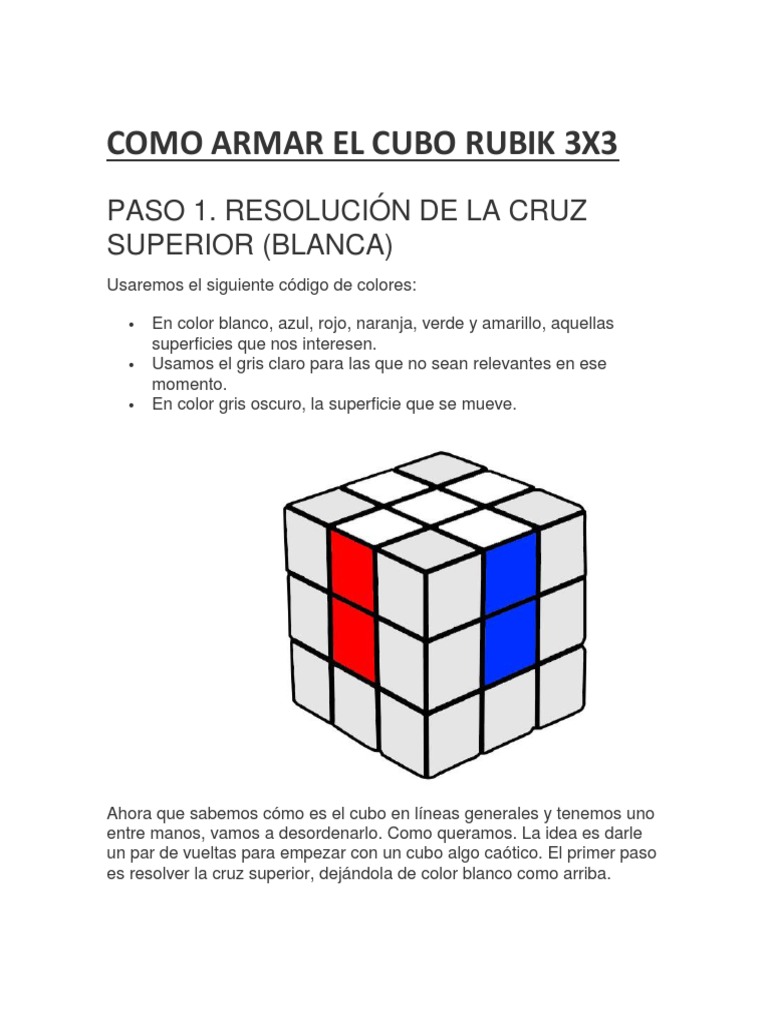Pasos Cubo De Rubik 3x3 Como Armar El Cubo Rubik 3x3 Método Principiante | PDF | Color