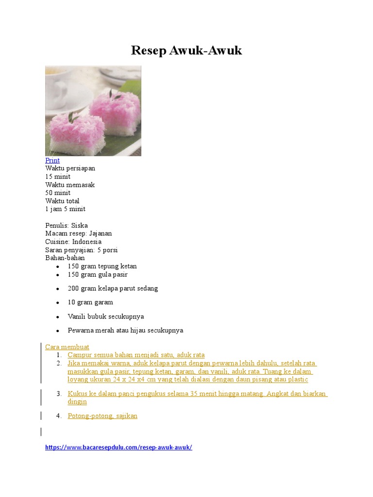 Resep Awuk-Awuk Tradisional | PDF