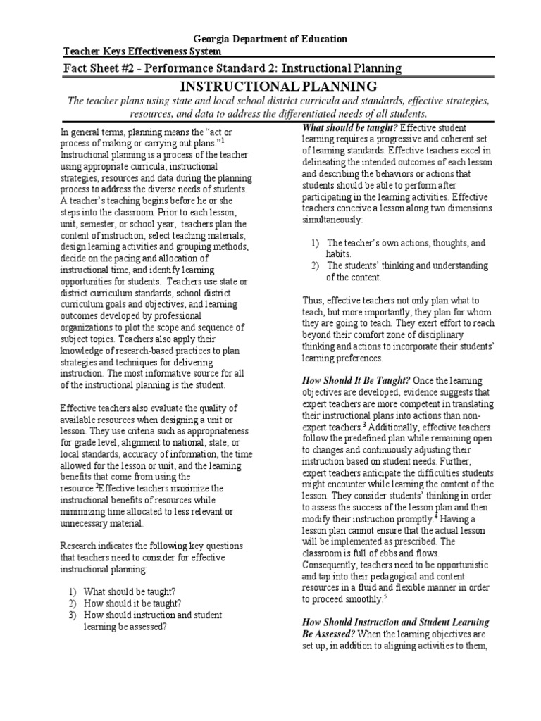 Fact Sheet TKES Performance Standard 2 PDF | PDF | Educational 