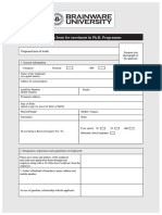 Application Form for Enrollment of PHD