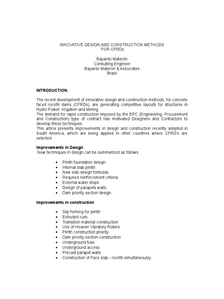 Innovative CFRD Design and Construction | PDF | Dam | Young's Modulus