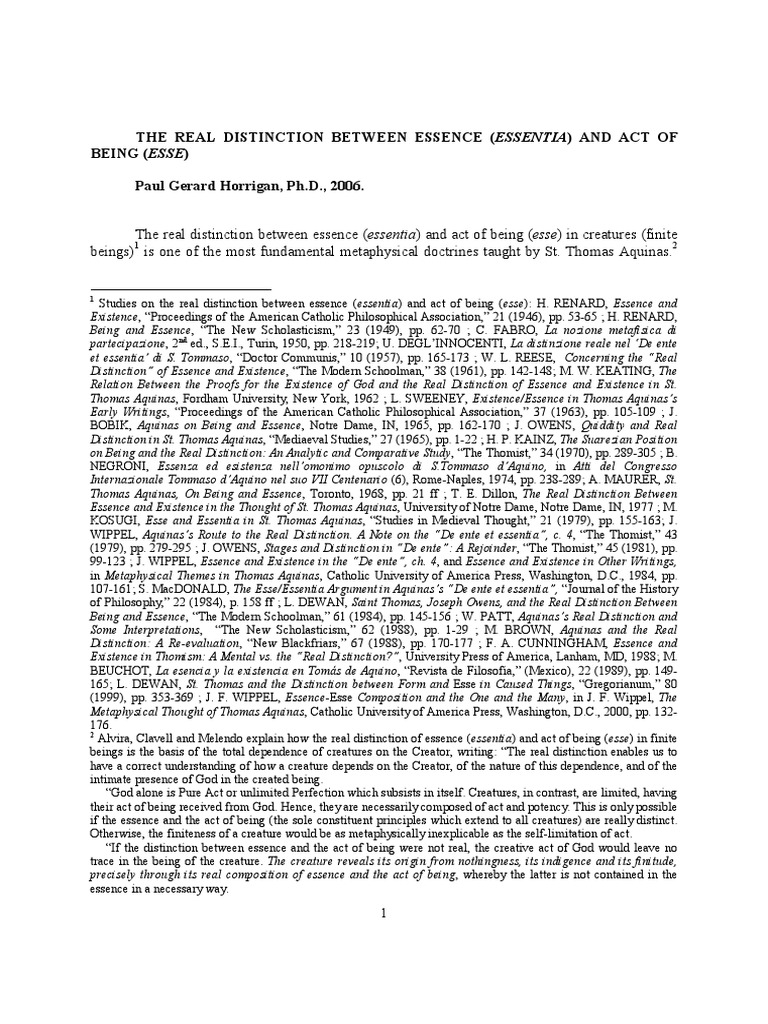 Real Distinction: Essence and Existence | PDF | Essence | Thomism