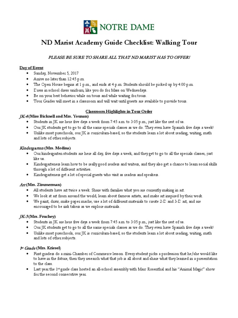 ND Marist Academy Open House Guide | PDF