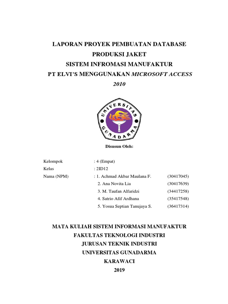 Database Produksi Jaket PT Elvi's | PDF | Bisnis | Teknologi & Rekayasa