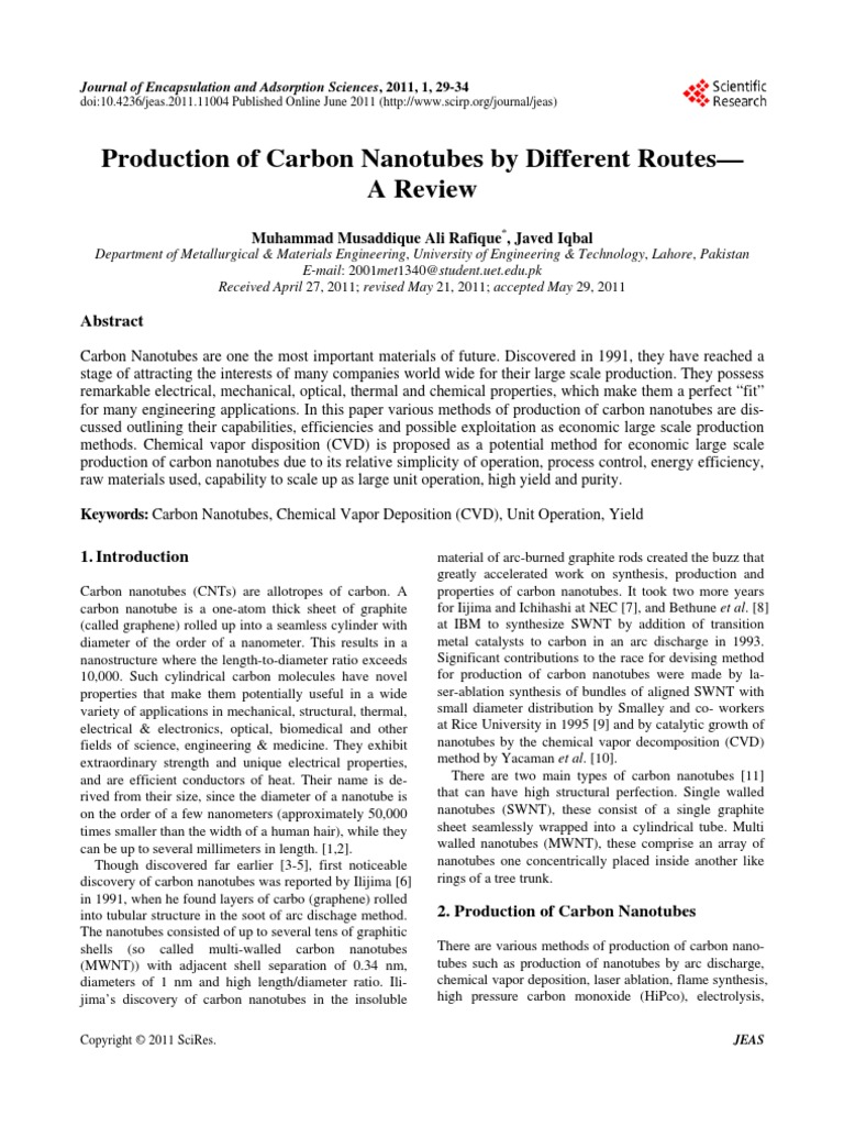 Jeas20110200001 85900219 PDF | PDF | Carbon Nanotube | Chemistry