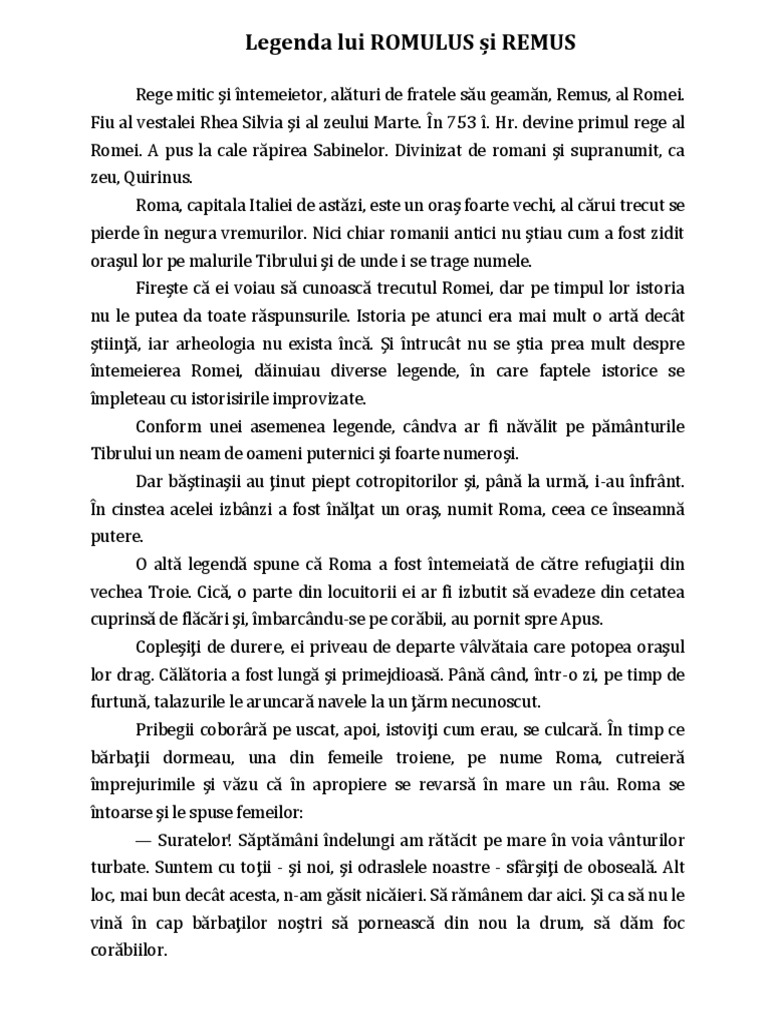 Legenda Întemeierii ROMEI | PDF