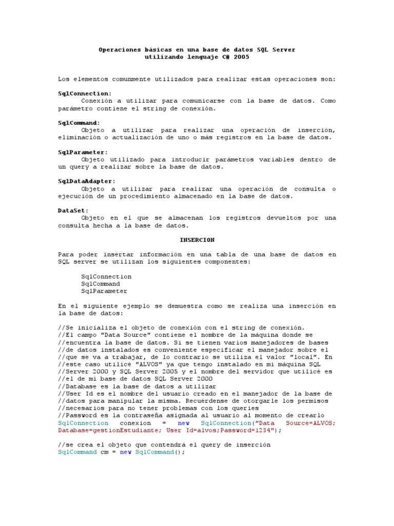 Operaciones B+ísicas en Una Base de Datos SQL Server | PDF | SQL ...