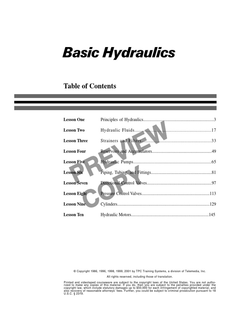 307 Basic Hydraulics Course Preview PDF Pressure Horsepower