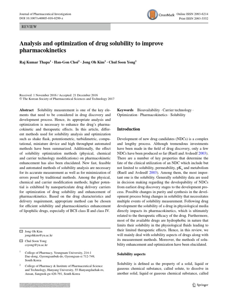 Analysis and Optimization of Drug Solubility | PDF | Solubility ...