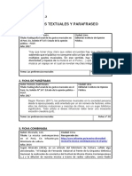 Fichas Textuales Y Parafraseo: Trabajo: Entrega 2