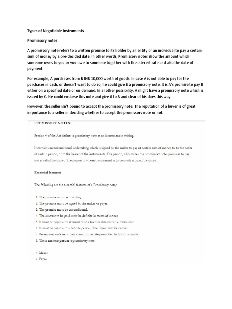 Types of Negotiable Instruments Explained | PDF | Negotiable Instrument ...
