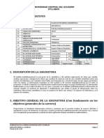 Métodos Multidimencionales I - Syllabus