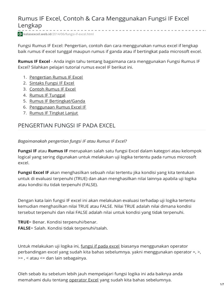 Kelasexcel Web Id Rumus If Excel Contoh Cara Menggunakan Fungsi If Excel Lengkap