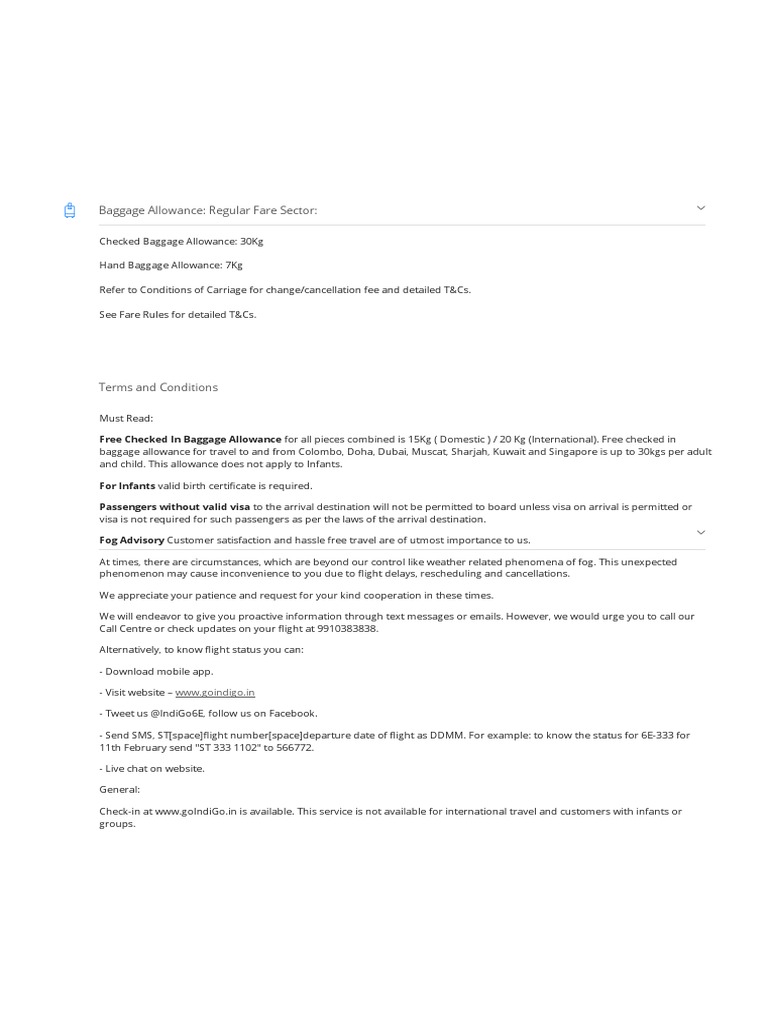 TERMS AND CONDITIONS OF INDIGO AIRLINES visual data 2