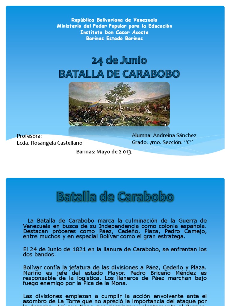 Diapo Batalla De Carabobo Conflictos Operaciones Militares