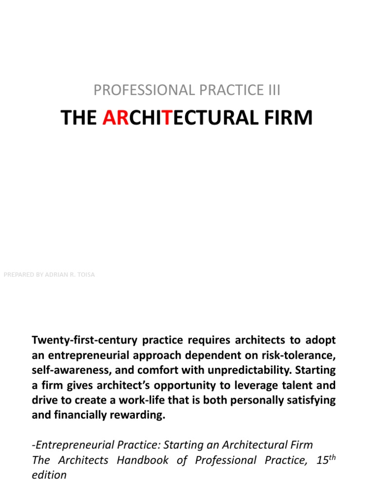 Starting an Architectural Firm Guide | PDF | Architect | Business Model