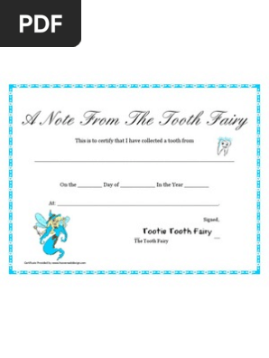 Tooth Fairy Certificate Printable