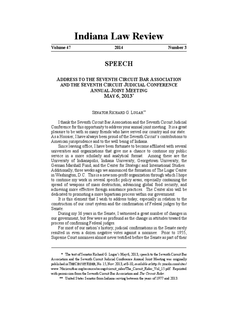 Indiana Law Review Speech PDF Supreme Court Of The United States