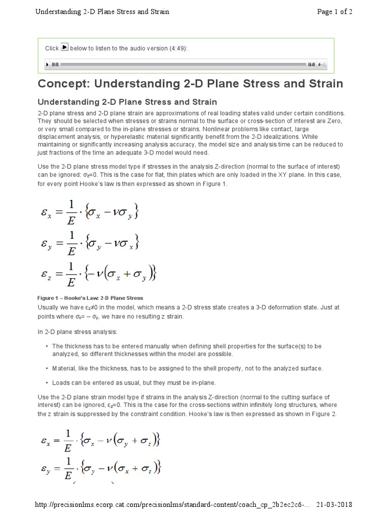 Understanding 2-D Plane Stress and Strain | PDF | Stress (Mechanics ...