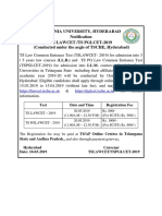 Osmania University, Hyderabad Notification Ts Lawcet /ts Pglcet-2019 (Conducted Under The Aegis of TSCHE, Hyderabad
