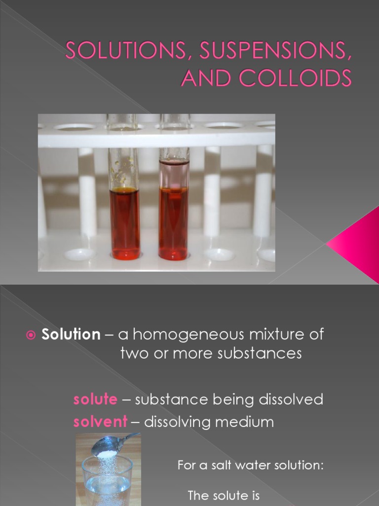 Solutions Suspensions and Colloids PDF Solution Colloid