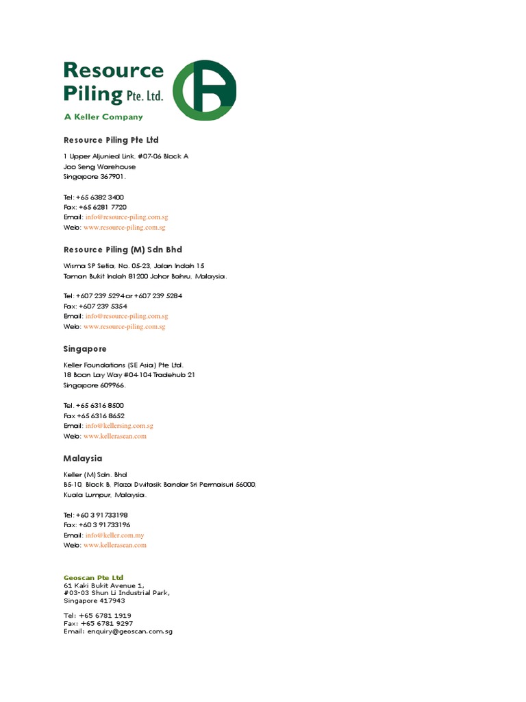 Resource Piling Pte Ltd Malaysia