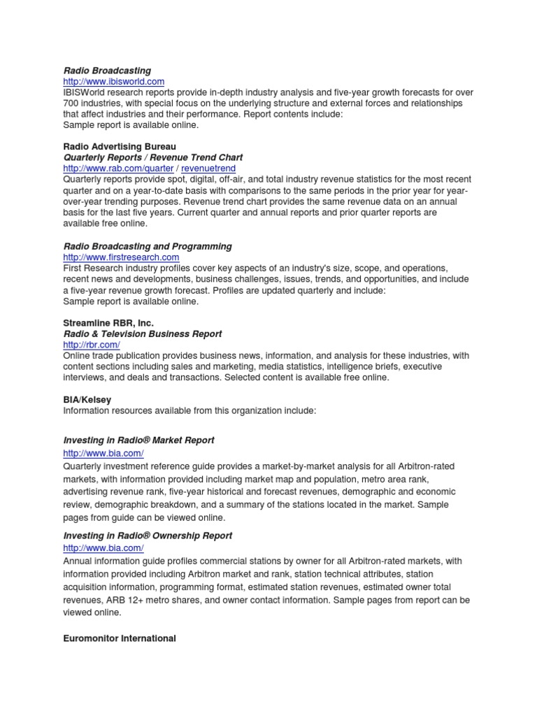Radio Broadcasting | PDF | Marketing Research | Business