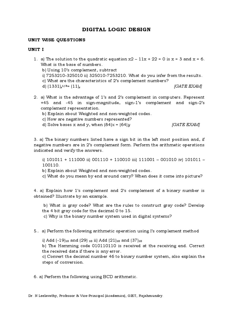 Digital Logic Design: Key Questions | PDF | Random Access Memory ...