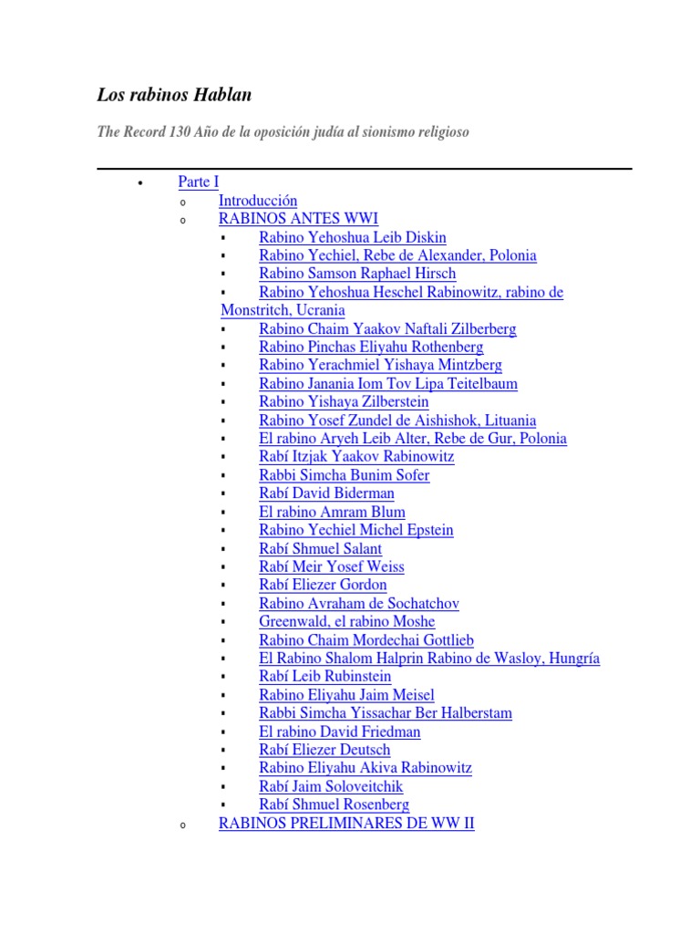 Oposición rabínica al sionismo religioso | PDF | Judaísmo jasídico ...