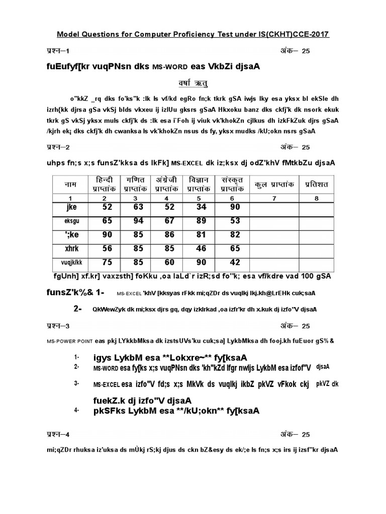 Model Questions For Computer Proficiency Test Under IS (CKHT) CCE-2017 ...