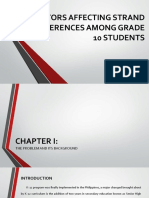 Factors Affecting Strand Preferences Among Grade 10 Students of Upper Villages Christian Academy