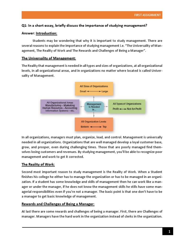 Q1 in A Short Essay, Briefly Discuss The Importance of Studying