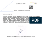 Certificado de inscripción de Organismo Paritario