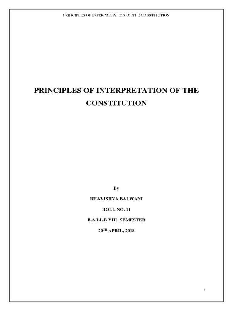 Principles of Interpretation of The Constitution PDF Statutory