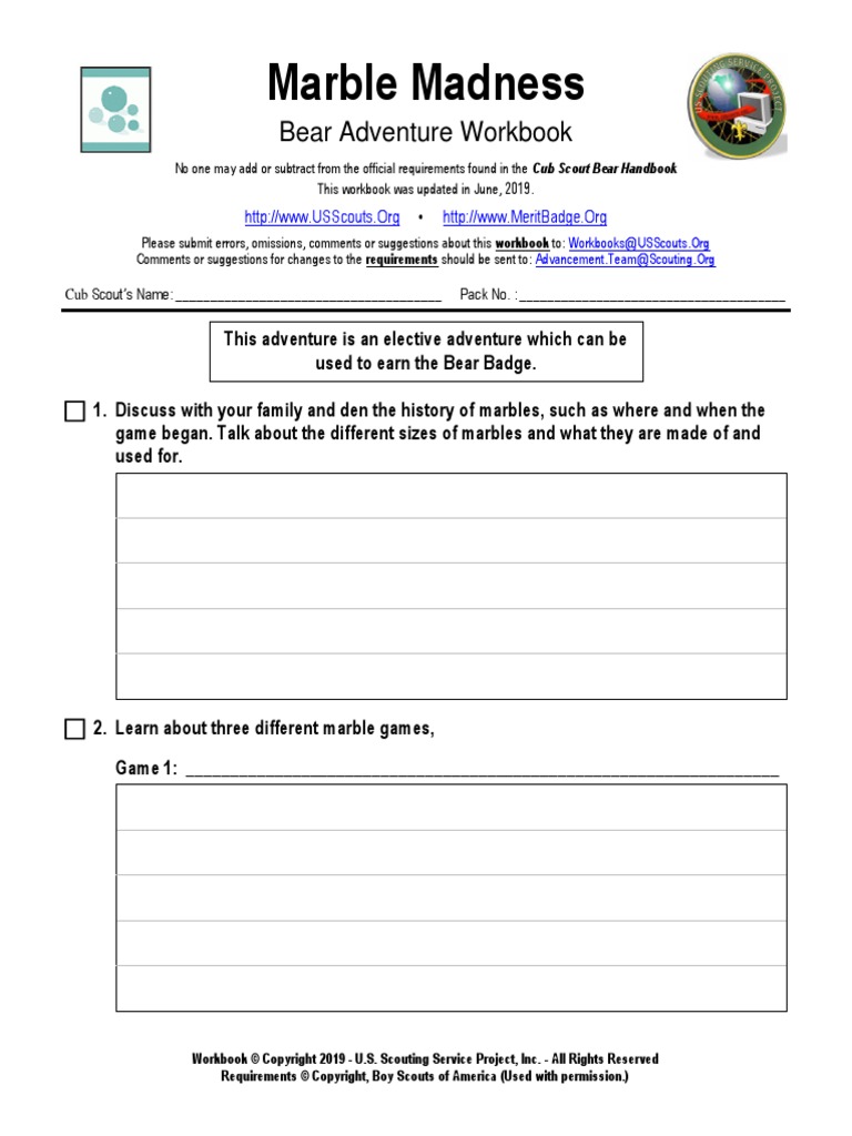 Marble Madness PDF Boy Scouts Of America Scouting