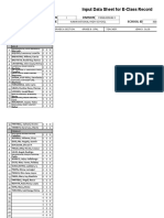 Input Data Sheet For E-Class Record: Region Division School Name School Id